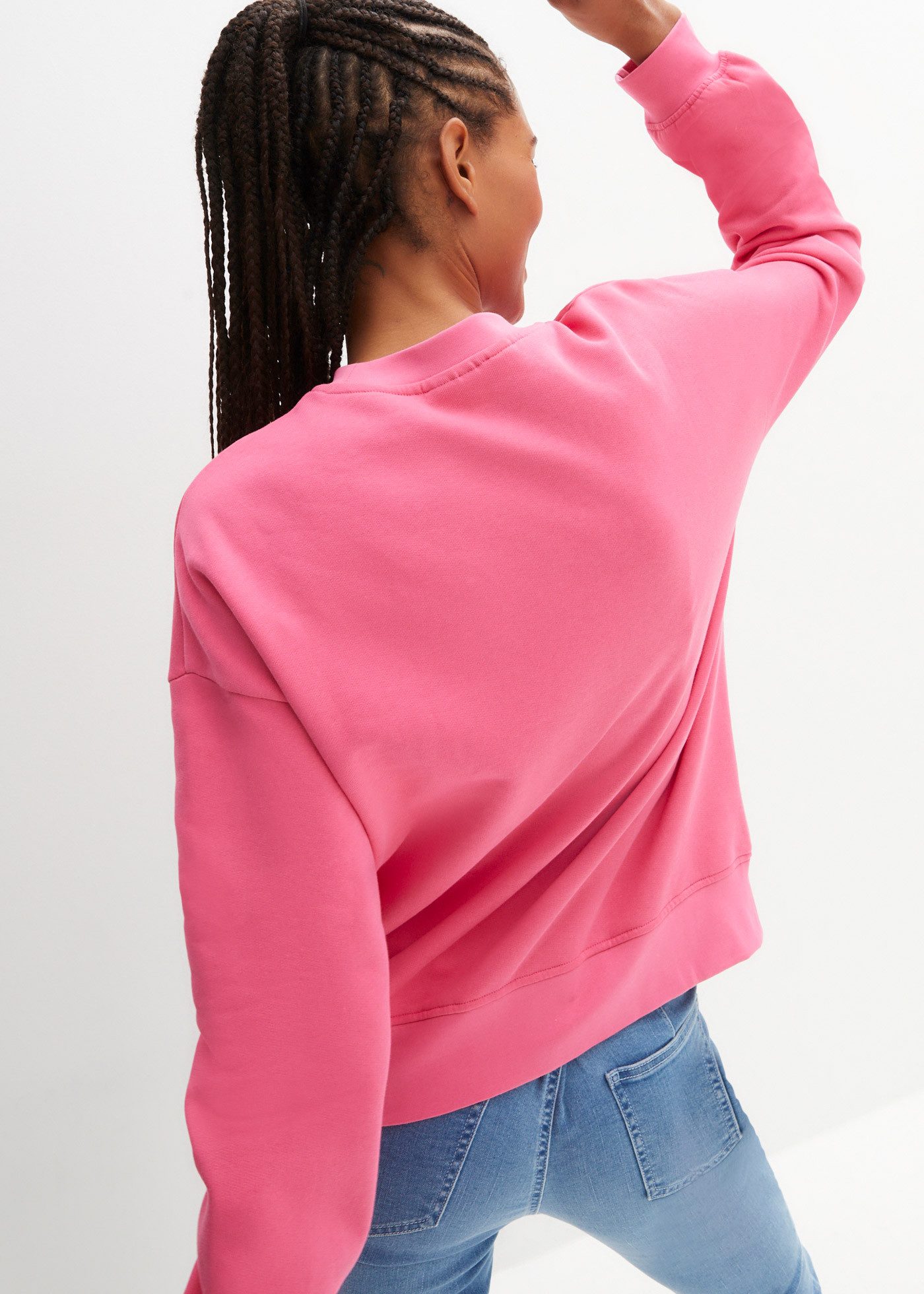 bonprix Sweatshirt Oversize-Passform, aus reiner Baumwolle, elastische Bündchen