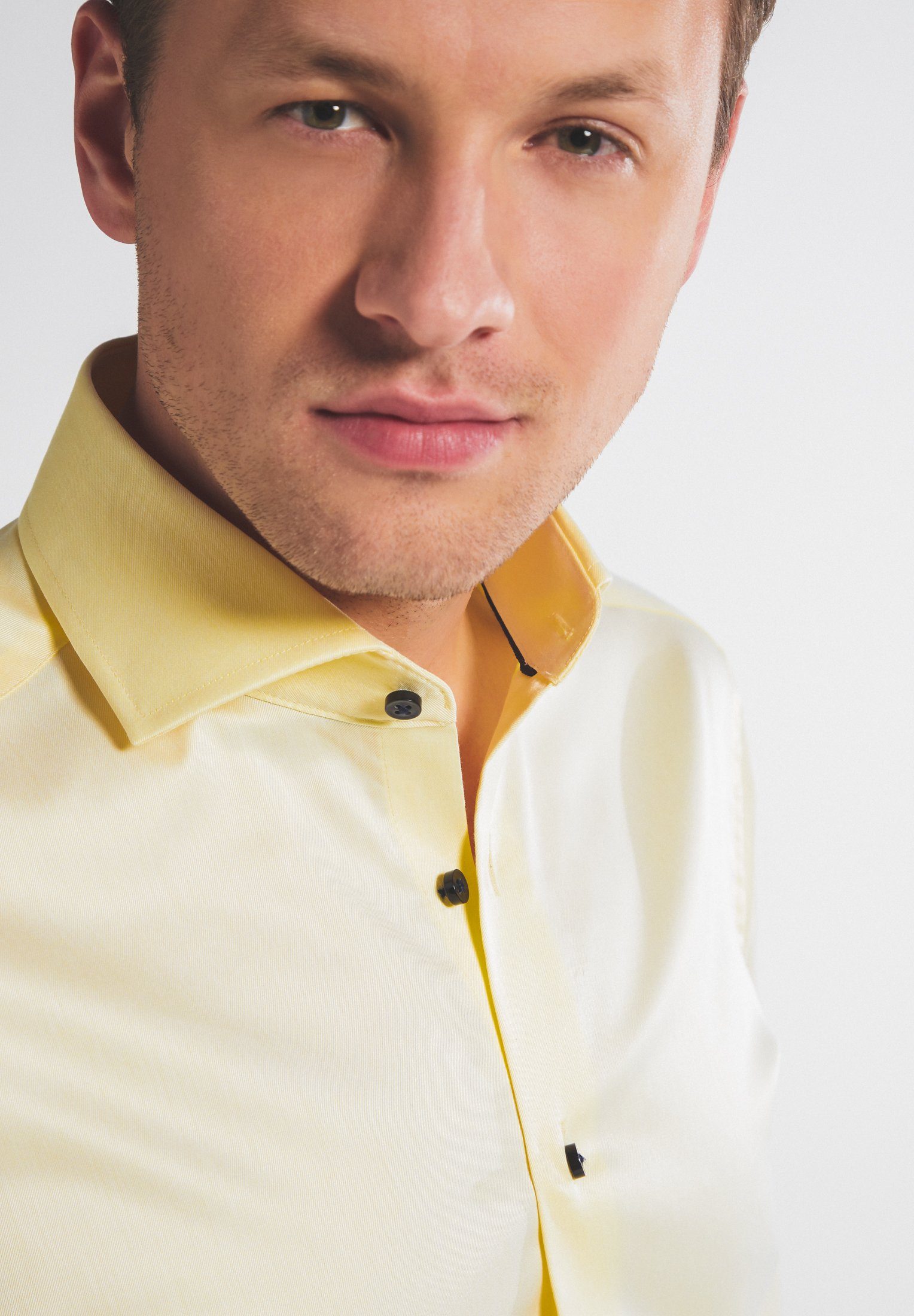 Langarmhemd Eterna Shirt Gelb Luxury Twill Langarm