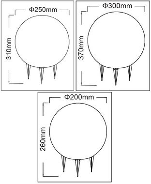 TRANGO LED Kugelleuchte, 3er Set 20/25/30cm Durchmesser 202530G IP65 Gartenkugel Leuchtstein in Granitstein-Optik *NATURE* mit ca. 5 Meter IP44 Zuleitungskabel & E27 Fassung, Kugellampe, Gartenleuchte, Außenleuchte, Leuchtkugel