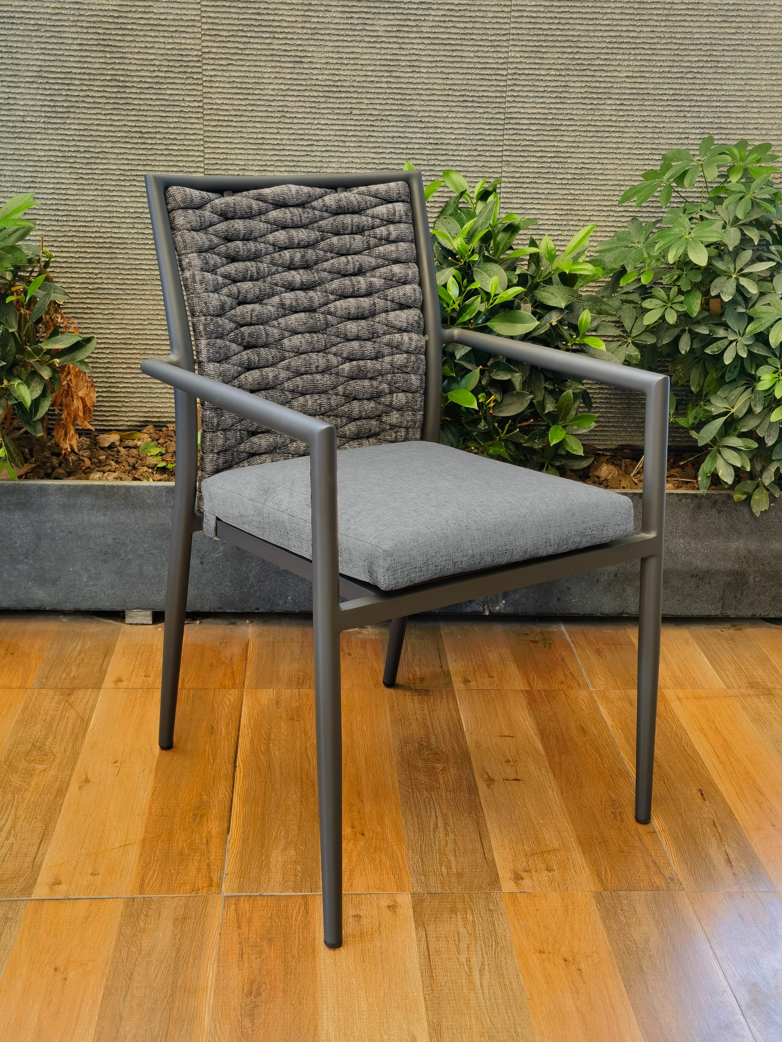 acamp Gartenstuhl Stapelstuhl 6er Set mit Sitzkissen & Rückenpolster Queens grau (Gartenmöbel Set), Stuhl, Loungestuhl, Stapelsessel, 55x58x85 cm