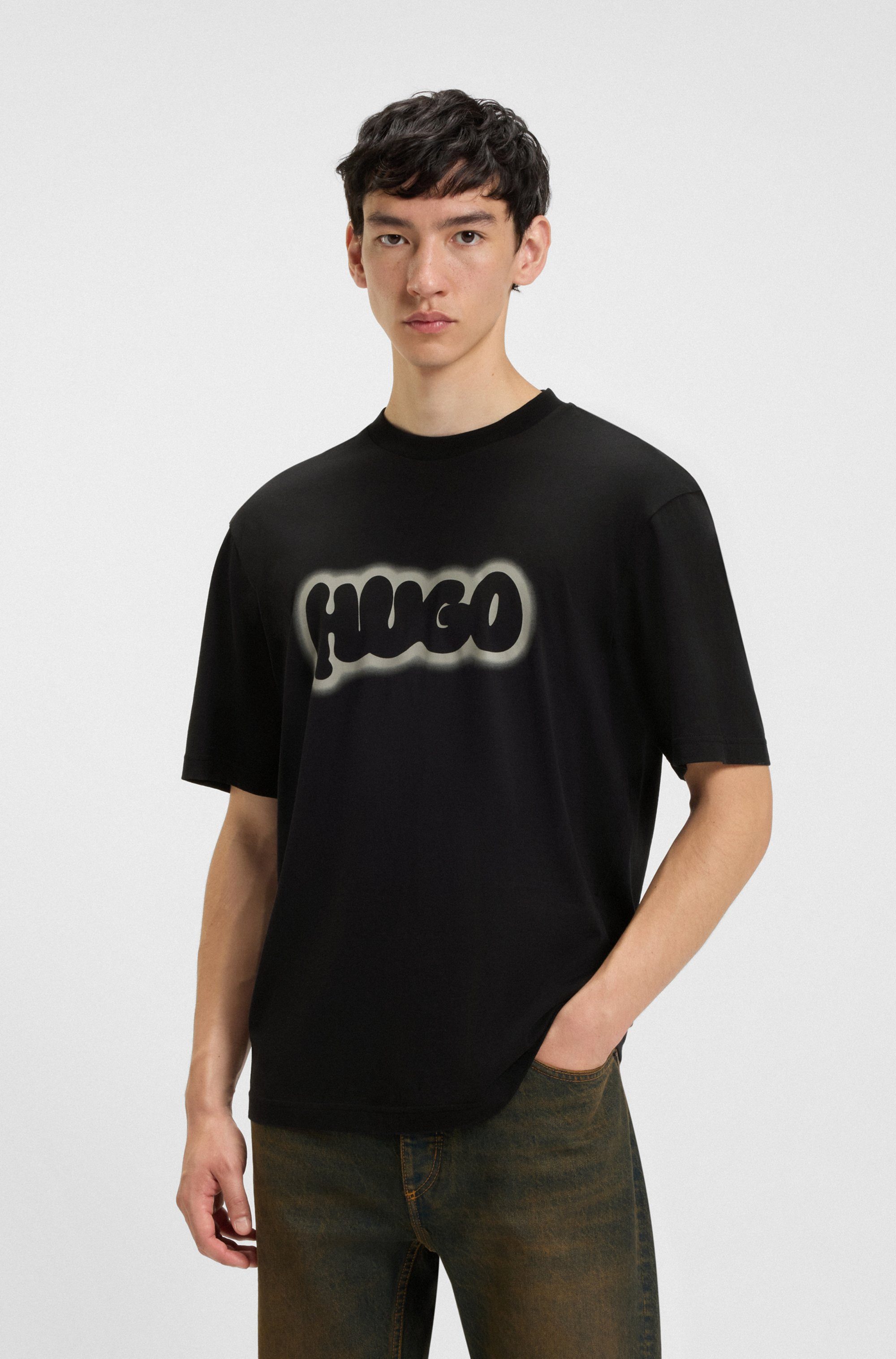 HUGO Blue T-Shirt Nulibax Rundhalsausschnitt, regular fit, Logoprint günstig online kaufen