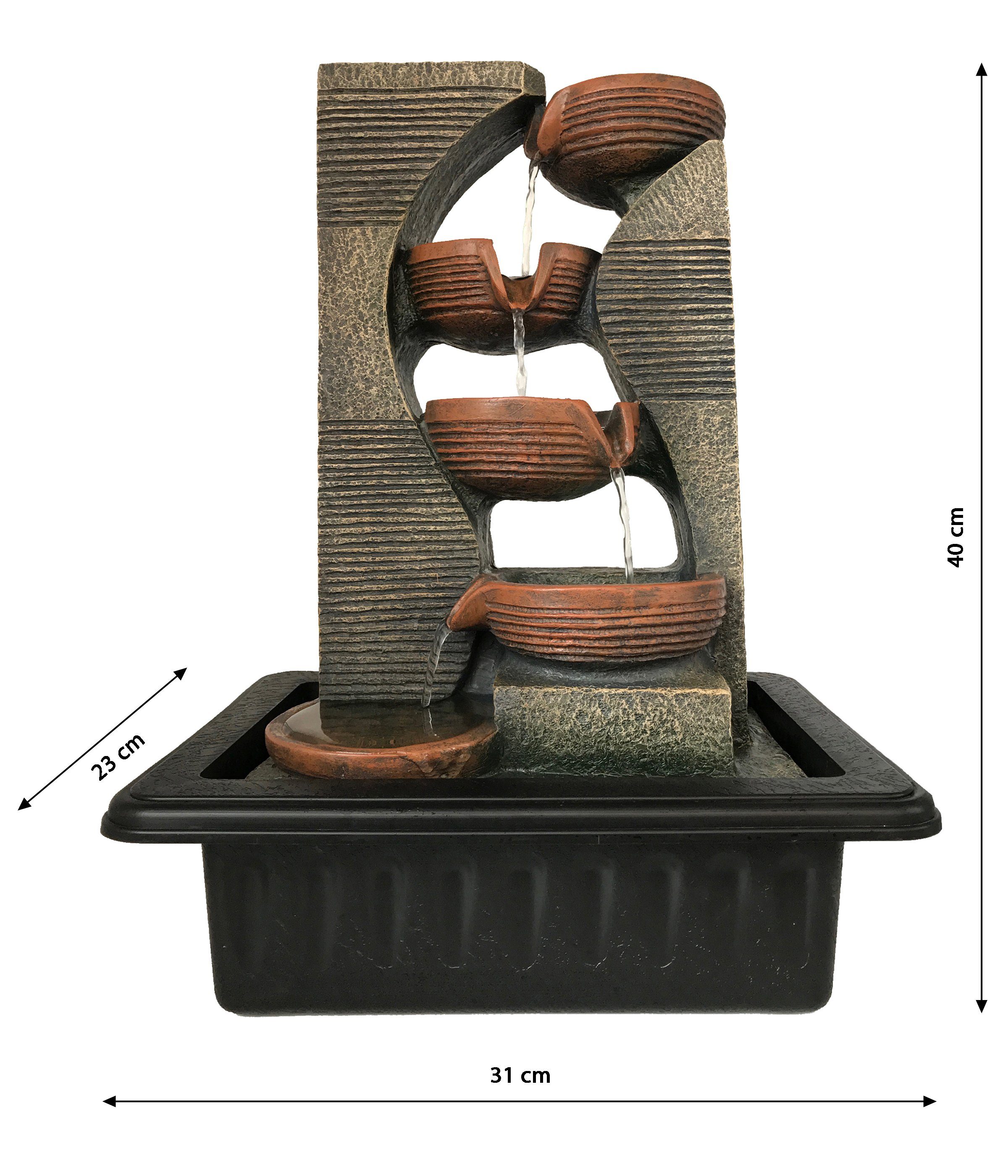 Dehner Zimmerbrunnen Steinkrüge mit LED, 40 x 23 x 31 cm, Polyresin, Beruhi günstig online kaufen