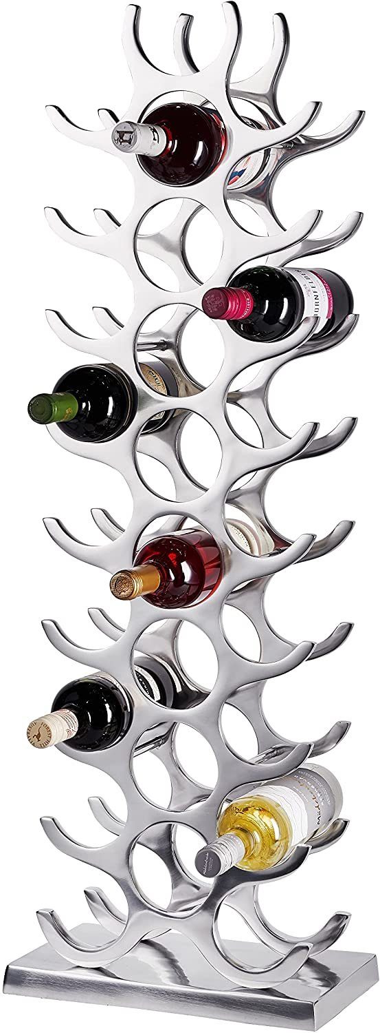 MichaelNoll Weinregal Weinregal Flaschenregal Alu Silber Weinständer Metall - 101 cm XXL