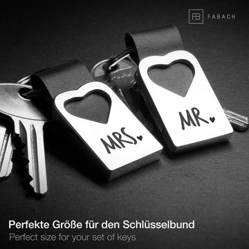 FABACH Schlüsselanhänger Set Leder mit Gravur - Geschenke für Hochzeit, Heirat, Ehe - Mr. & Mrs.