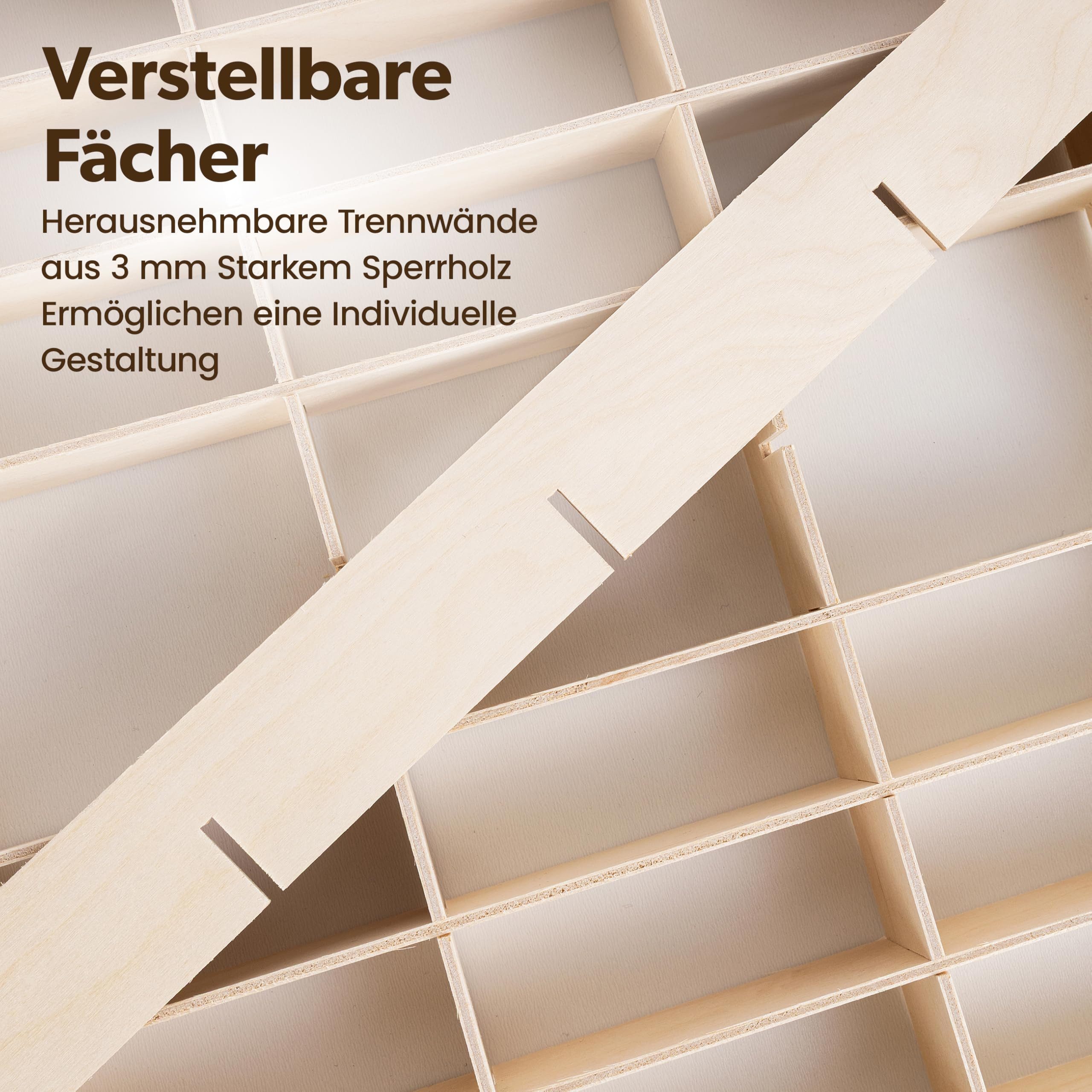 Creative Deco Schubladenbox Setzkasten Holz Sammlervitrine für 80 Autos verstellbar