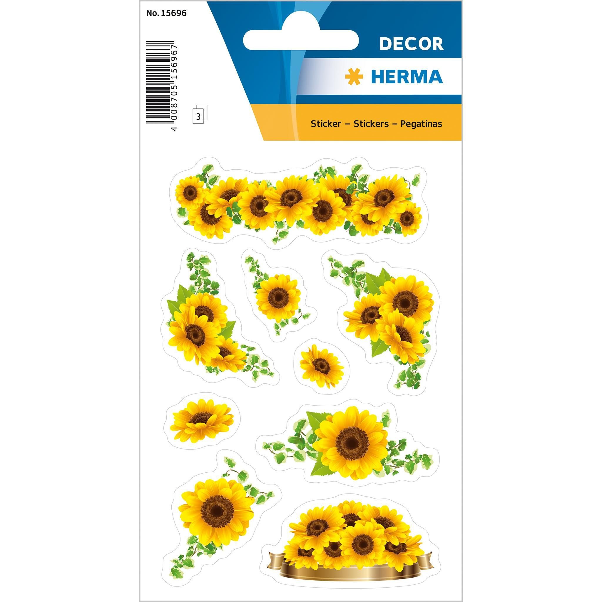 HERMA Sticker Herma Sticker DECOR Blumen Sonnenblumen 3 Bl
