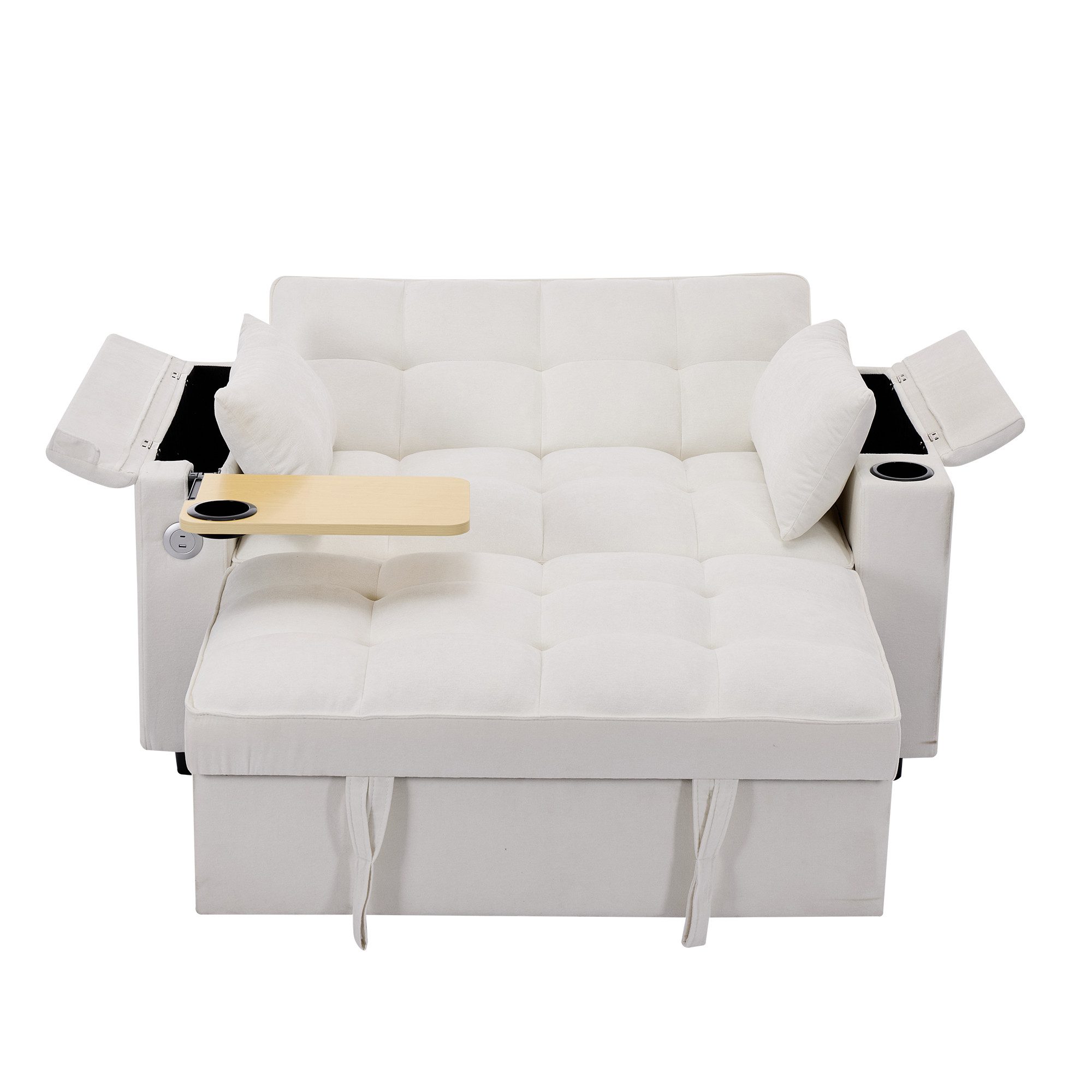 STILVORA Schlafsofa mit USB&Rückenlehne,Relaxsessel Ausziehsofa mit Getränkehalter&Tisch, Sofabett, Gästebett 1 Teile, mit verstellbarer Rückenlehne, USB-Anschluss