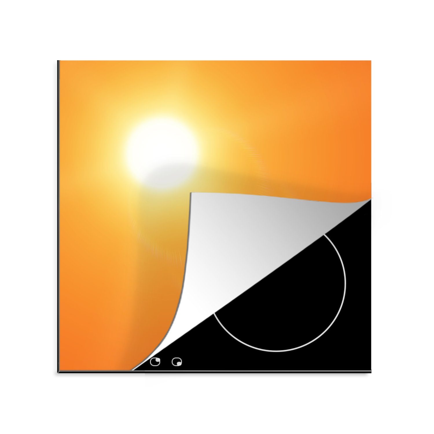 MuchoWow Herdblende-/Abdeckplatte Orangefarbenes Glühen der Sonne, Vinyl, (1 tlg), 78x78 cm, Ceranfeldabdeckung, Arbeitsplatte für küche