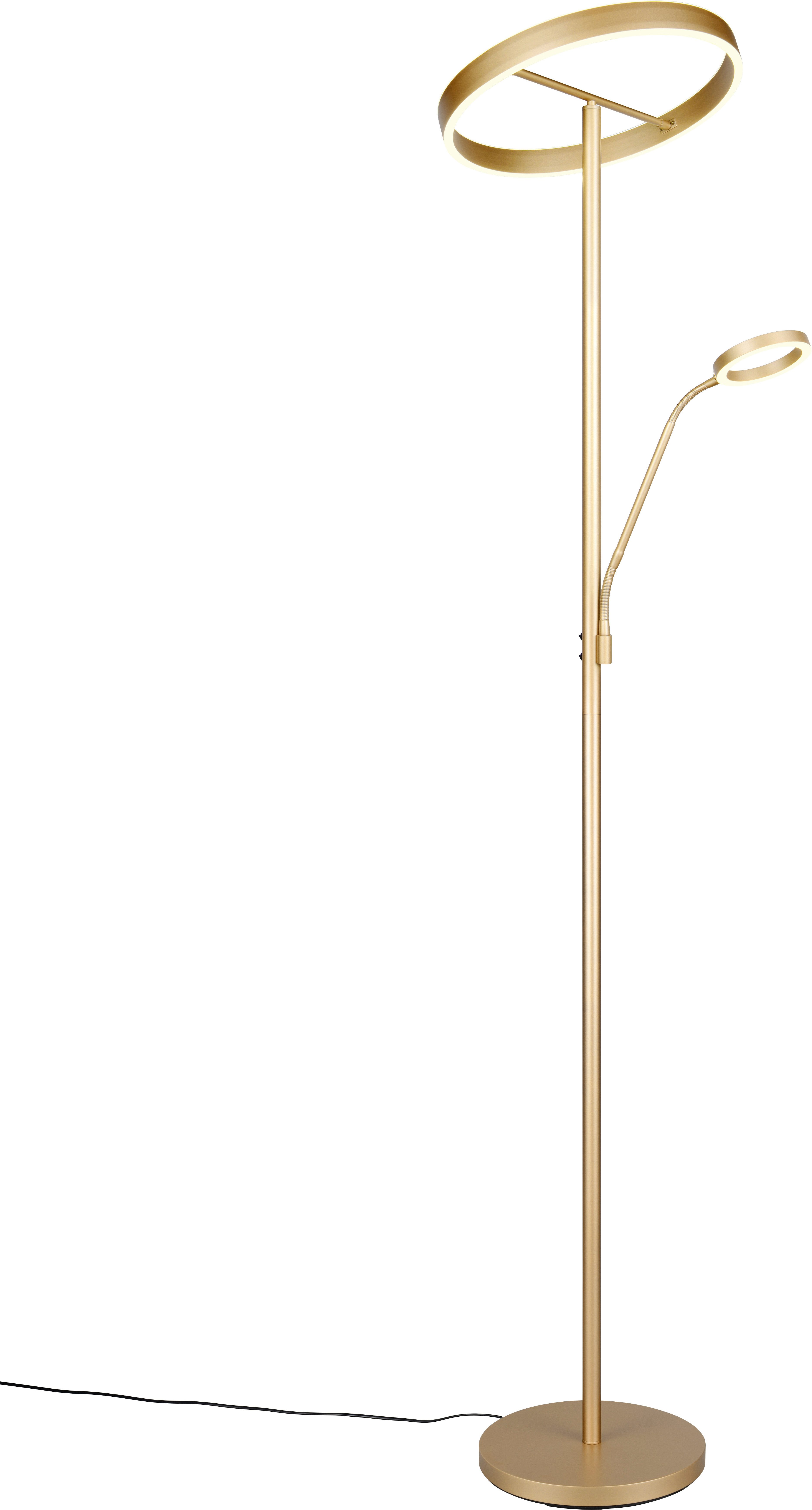 TRIO Leuchten LED Stehlampe WILLIS, Stehleuchte mit Lesearm, Touch Dimmer, CCT 2700-3200-4000K, Dimmfunktion, Lesearm, getrennt schaltbar, LED fest integriert, Farbwechsler, Höhe 180cm, Fluterkopf und Lesearm schwenkbar, Fluter mit Leselicht