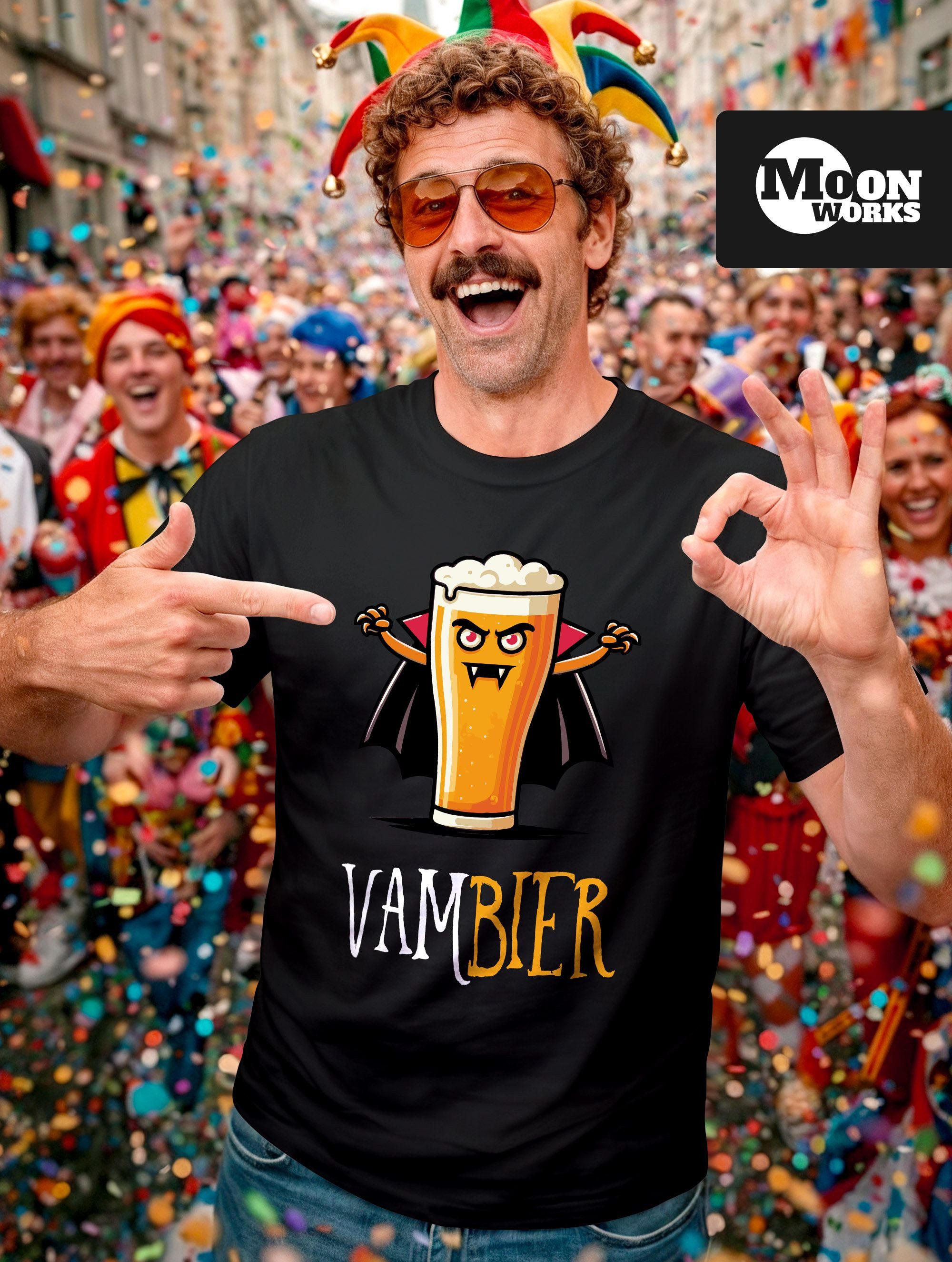 MoonWorks Print-Shirt Herren T-Shirt Fasching Karneval Halloween Bier-Motiv Kostüm-Ersatz mit Print