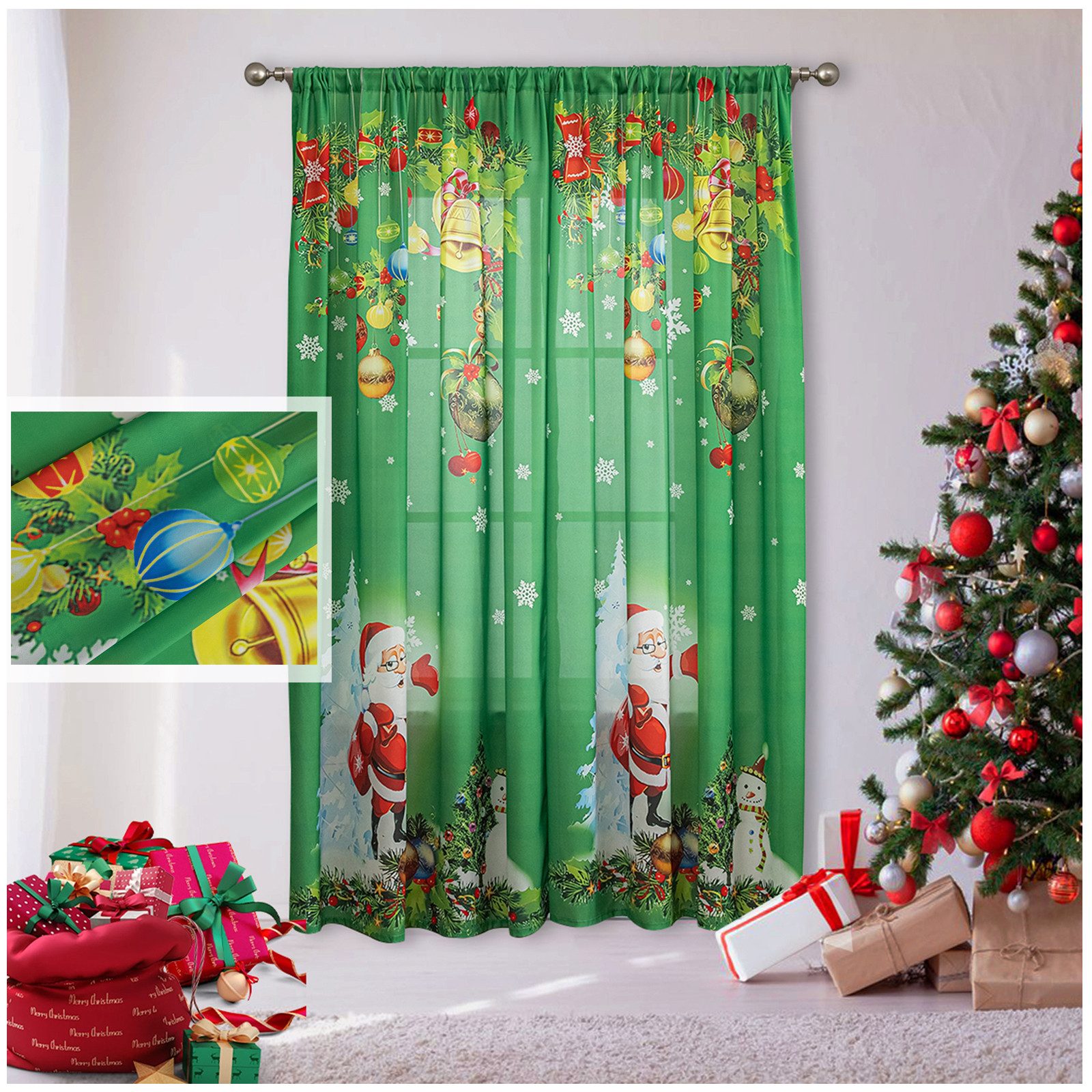 Jibenhome Gardine Weihnachts Voile-Vorhang, Transparenter Kindervorhänge, günstig online kaufen