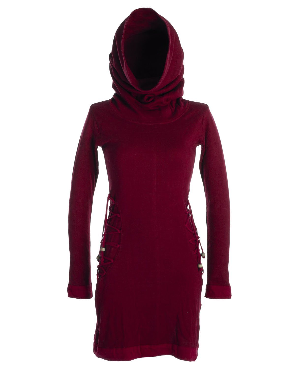 Jerseykleid Kleid mit langem Kapuzenkragen und Schnürungen