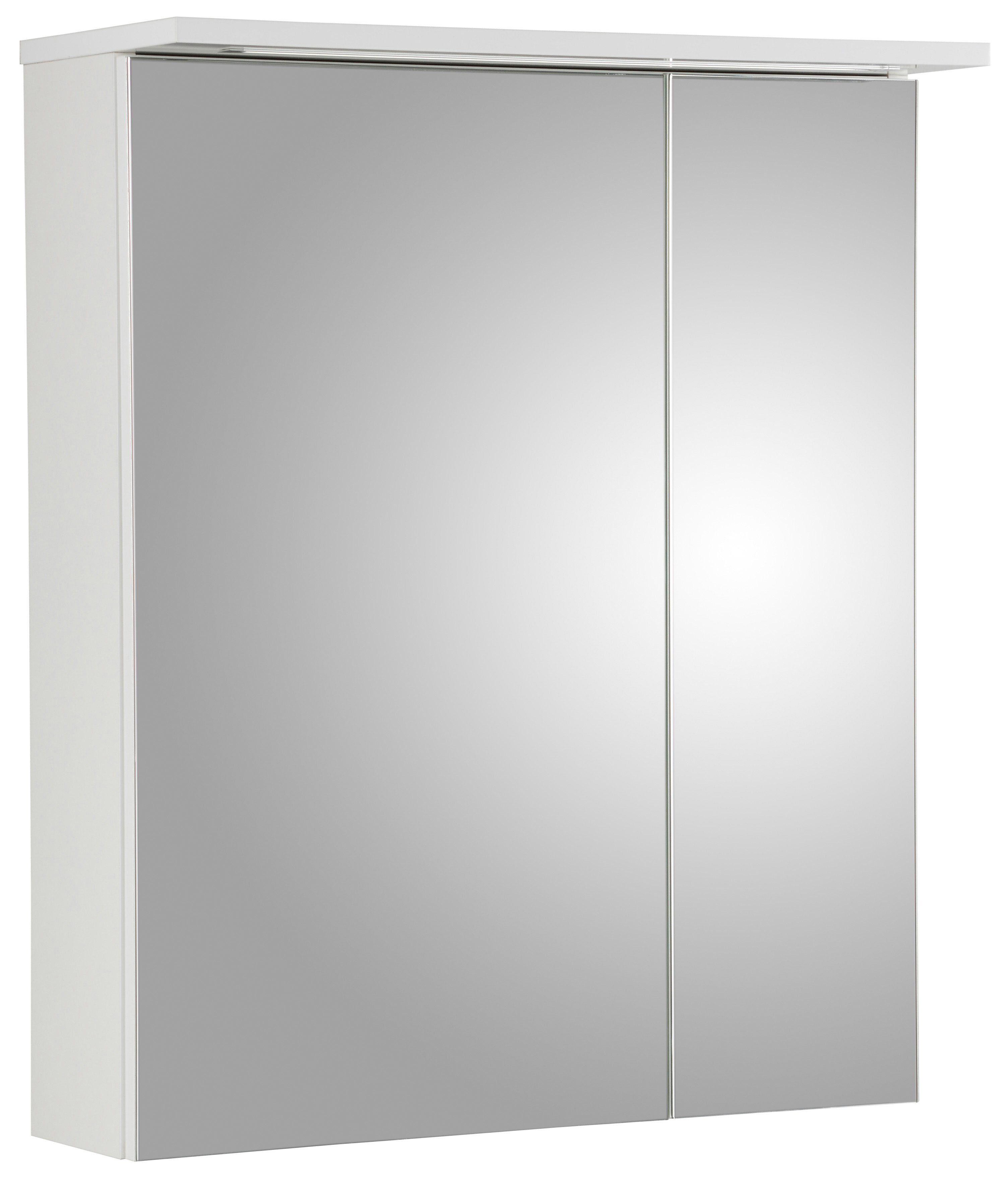 cm, 2-türig, Schalter-/Steckdosenbox Spiegelschrank weiß 16 60 weiß Schildmeyer LED-Beleuchtung, Breite | Profil