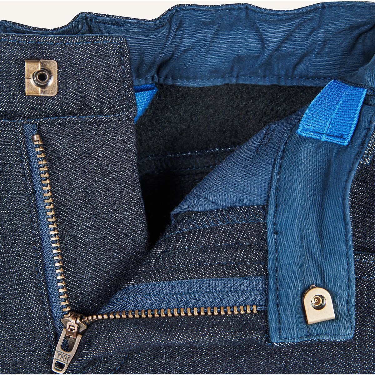 Finkid Outdoorhose Kuusi Thermo Denim Warme, robuste Winterjeans mit Fleece-Innenseite und Knieverstärkung