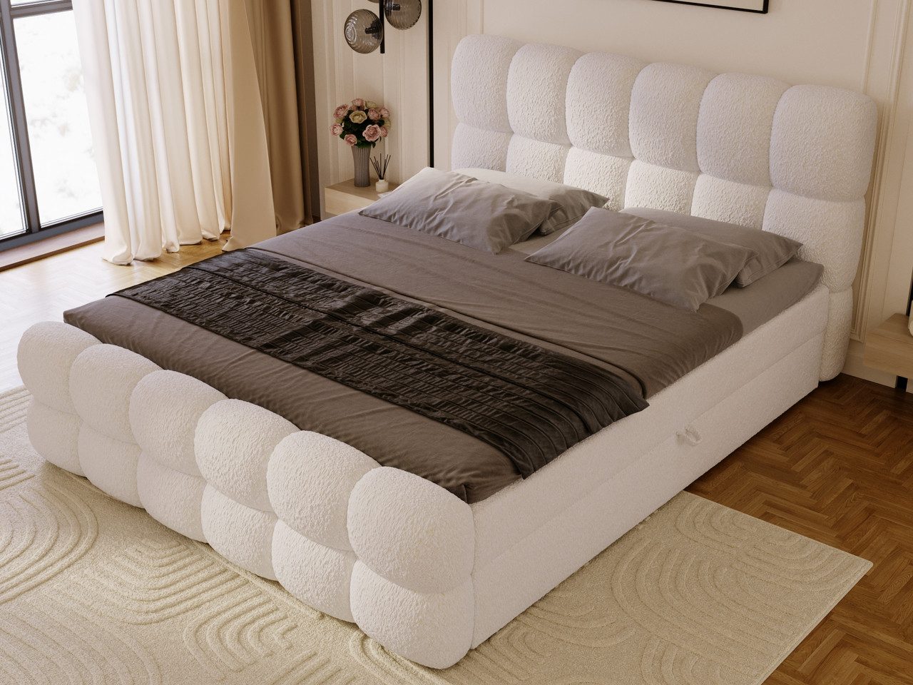 GrainGold Boxspringbett Modo (Set, Boxspringbett, Bettkästen, Topper), mit zwei Bettkästen und Topper, Bonell-Matratze