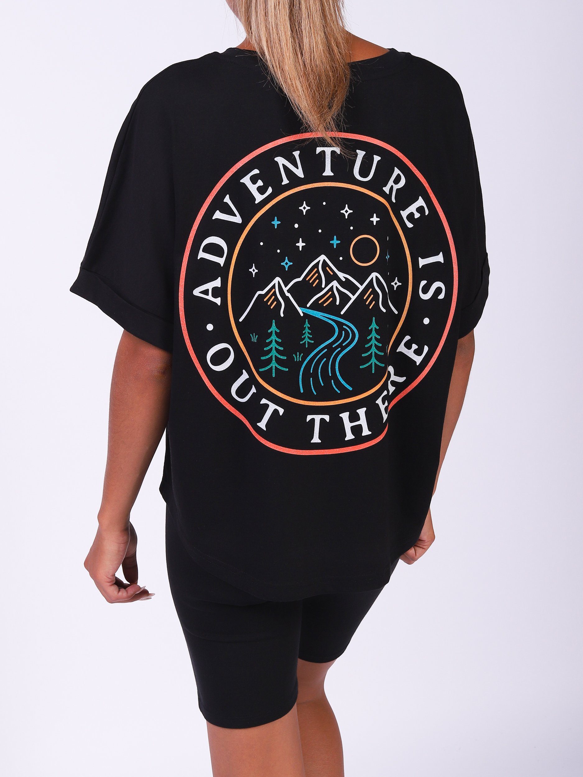 wat? Apparel Print-Shirt Adventure is out there (1-tlg) schwarz