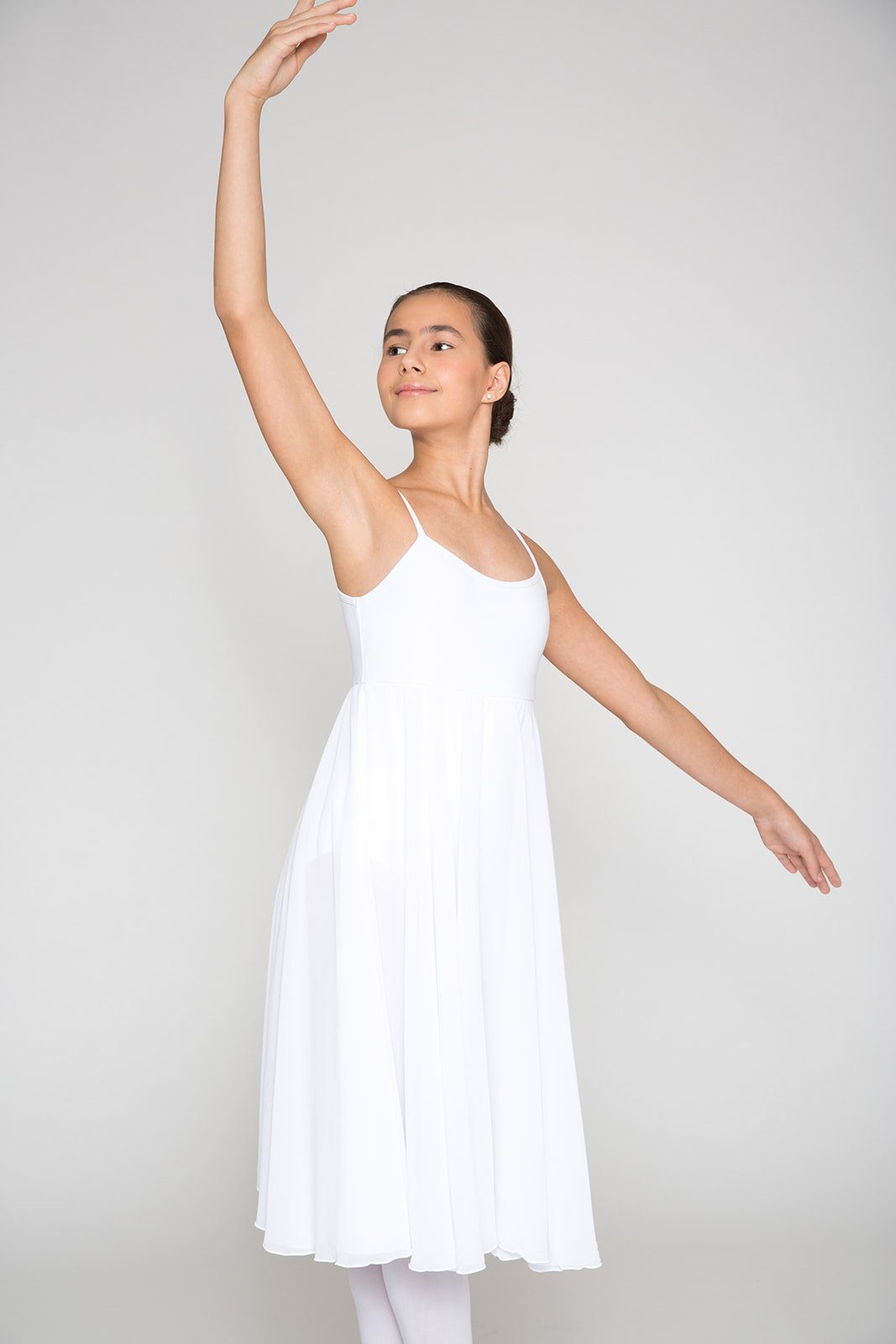 tanzmuster Chiffonkleid Ballettkleid Adelina im Empire Stil ärmelloser Ballettbody aus weichem Baumwollmischgewebe
