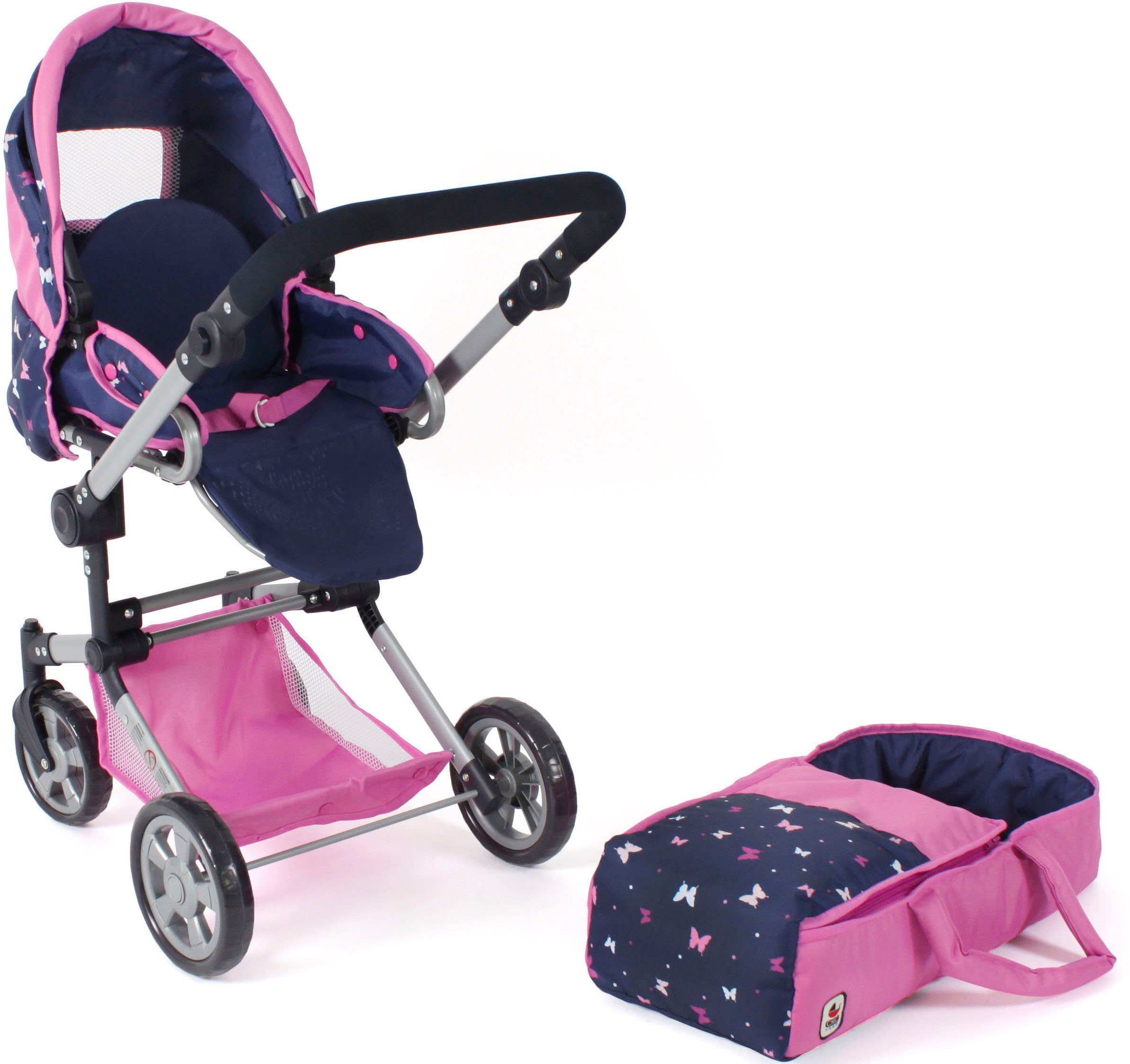 CHIC2000 Kombi-Puppenwagen Jara, Butterfly, rosa, zusammenklappbar günstig online kaufen
