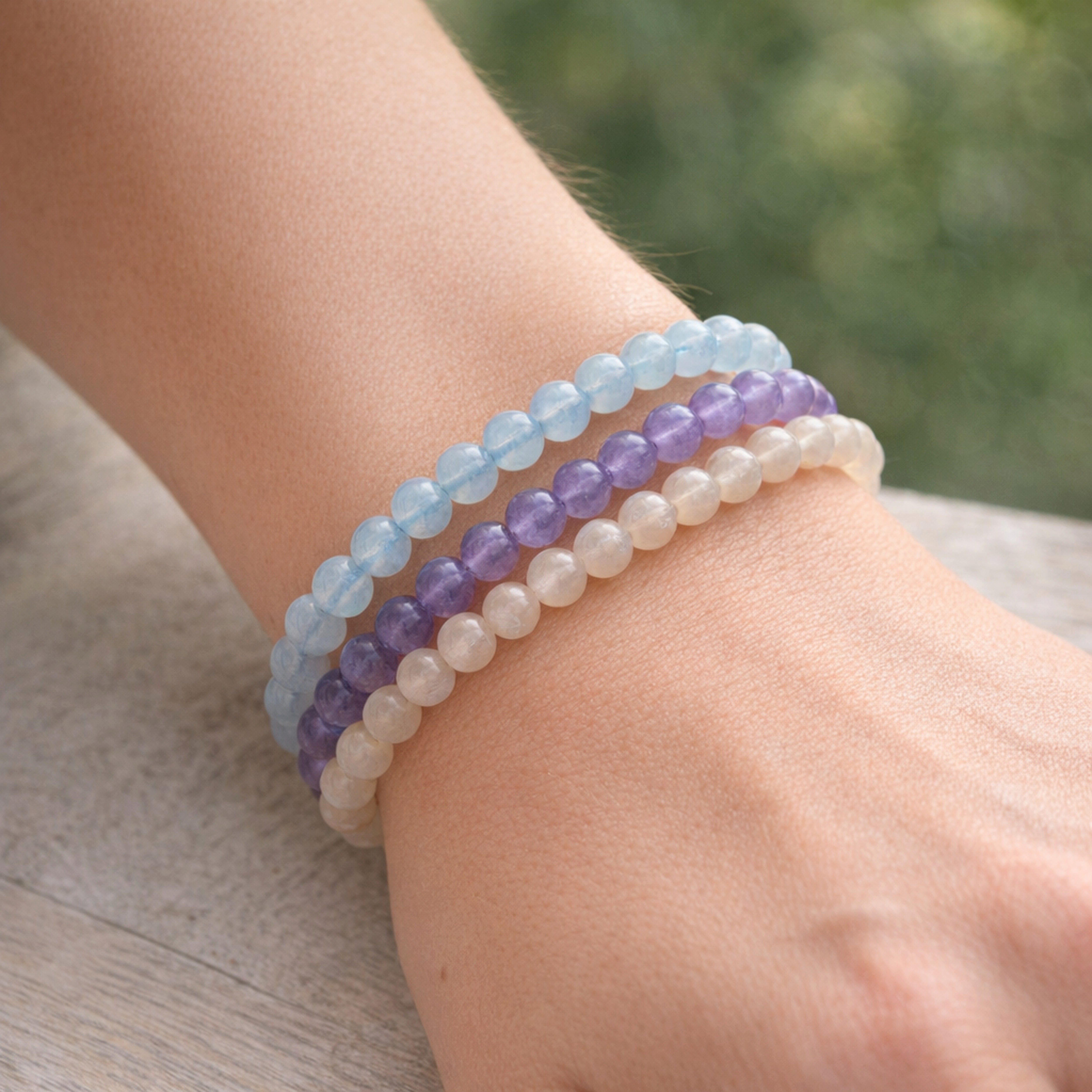 Lebensquelle Plus Armband Aquamarin Kugelarmband, 6 mm – Bild 3 von 5