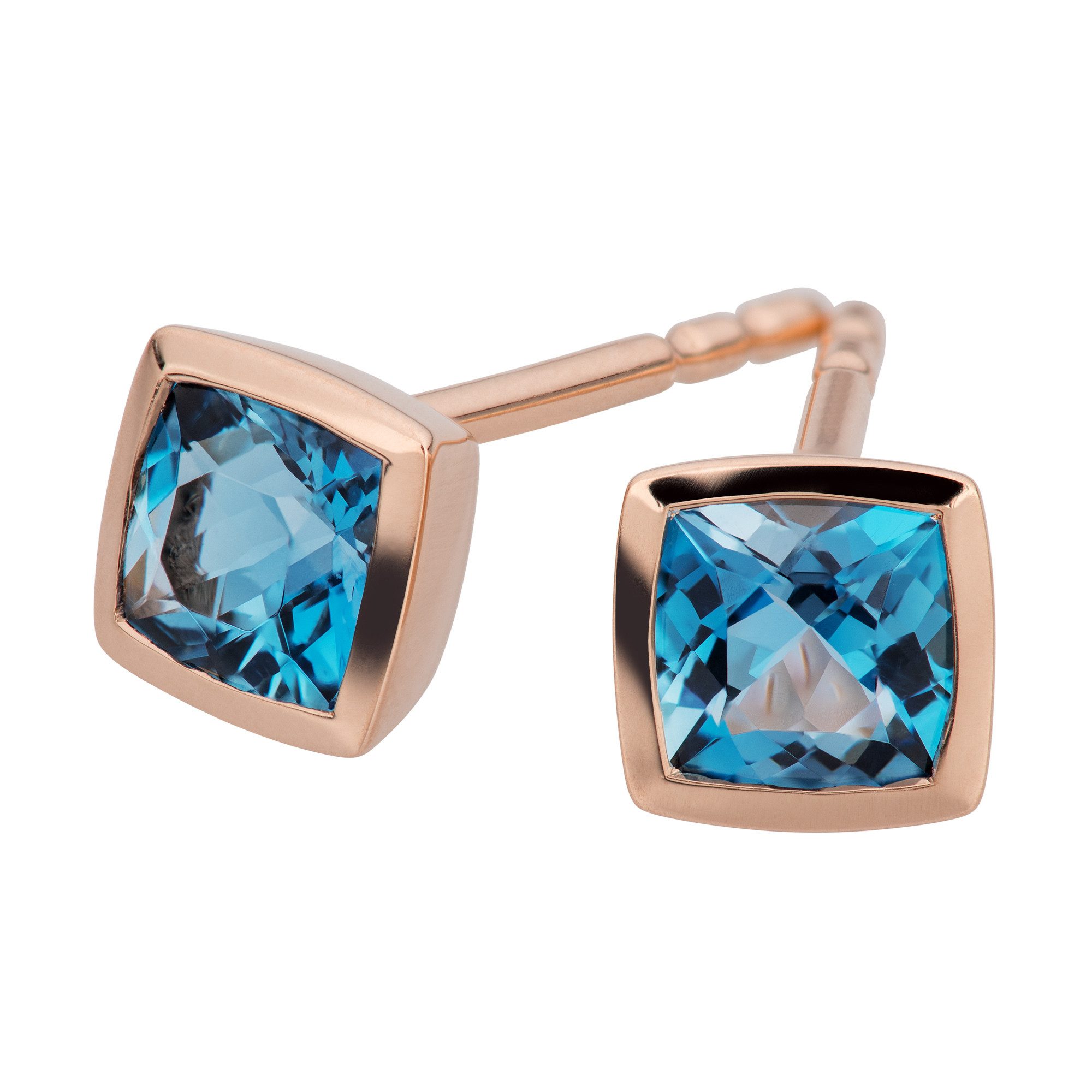 Orolino Paar Ohrstecker Gold 585 rosé mit 2x Blautopas (beh)
