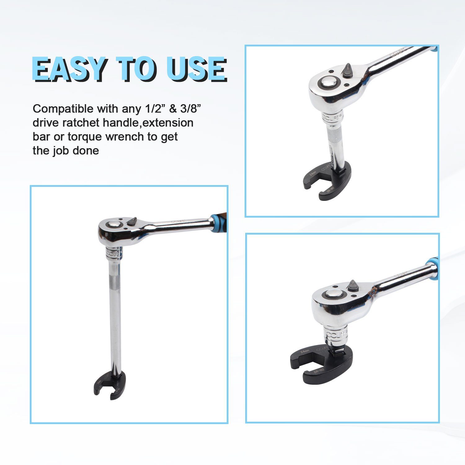 CCLIFE Maulschlüssel Hahnenfußschlüssel Steckschlüssel Drehmoment 1/2" 3/8"