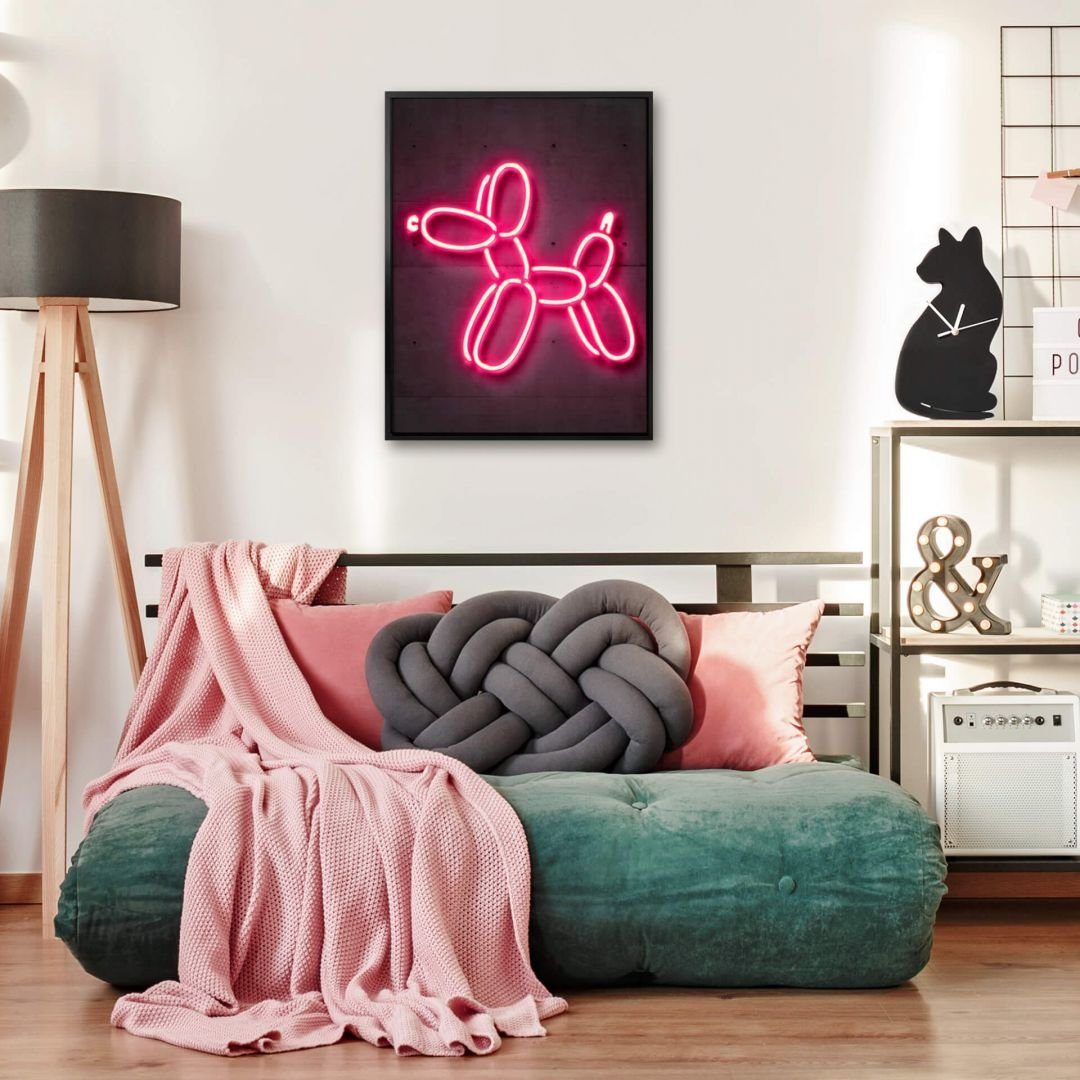 K&L Wall Art Poster Poster Mielu Neon Streets Kult Balloon dog Luftballon Hund, Wohnzimmer Wandbild modern