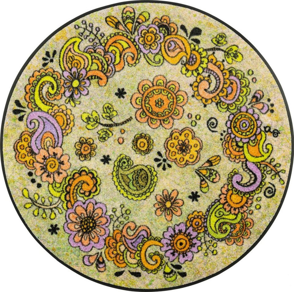 Teppich Happy Flowers, wash+dry by Kleen-Tex, rechteckig, Höhe: 7 mm, sehr  flach, fußbodenheizungsgeeignet, rutschfest