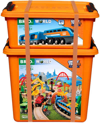BRIO® Spielzeug-Eisenbahn BRIO® WORLD, Smart Tech Sound Deluxe Set, (Set, 91-tlg), mit Soundeffekten, app-fähig; FSC® - schützt Wald - weltweit