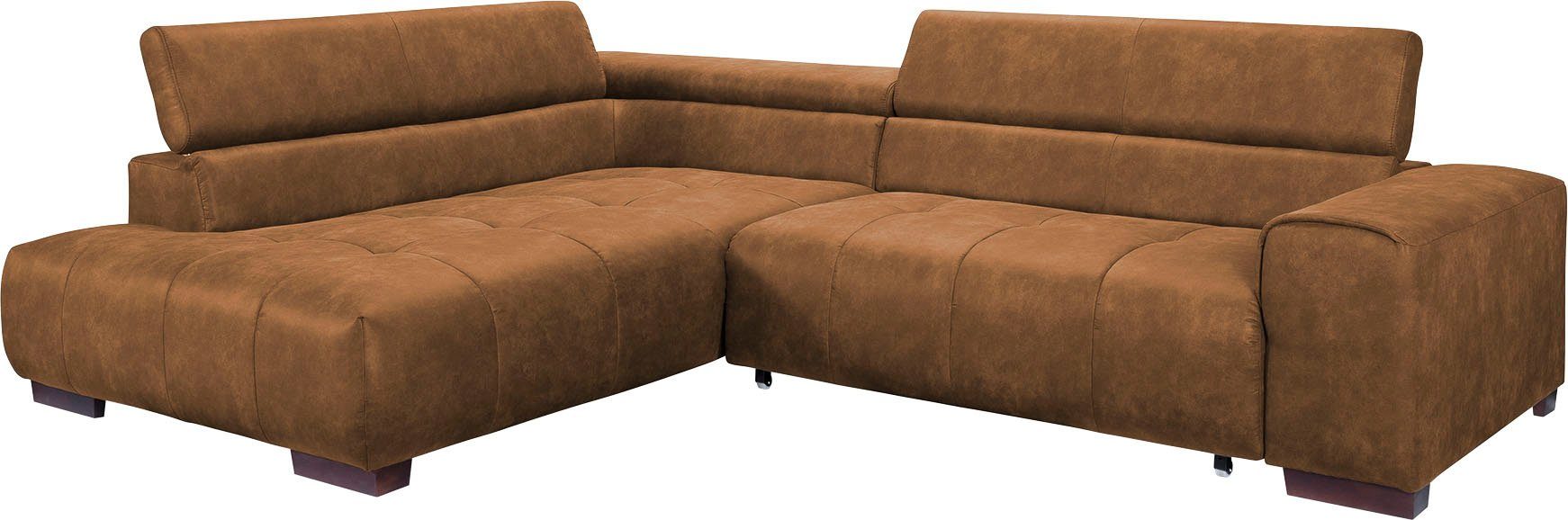 Kissen Ecksofa, exxpo fashion Bettfunktion verstellbaren 3 mit und - mit wahlweise Kopfstützen, sofa