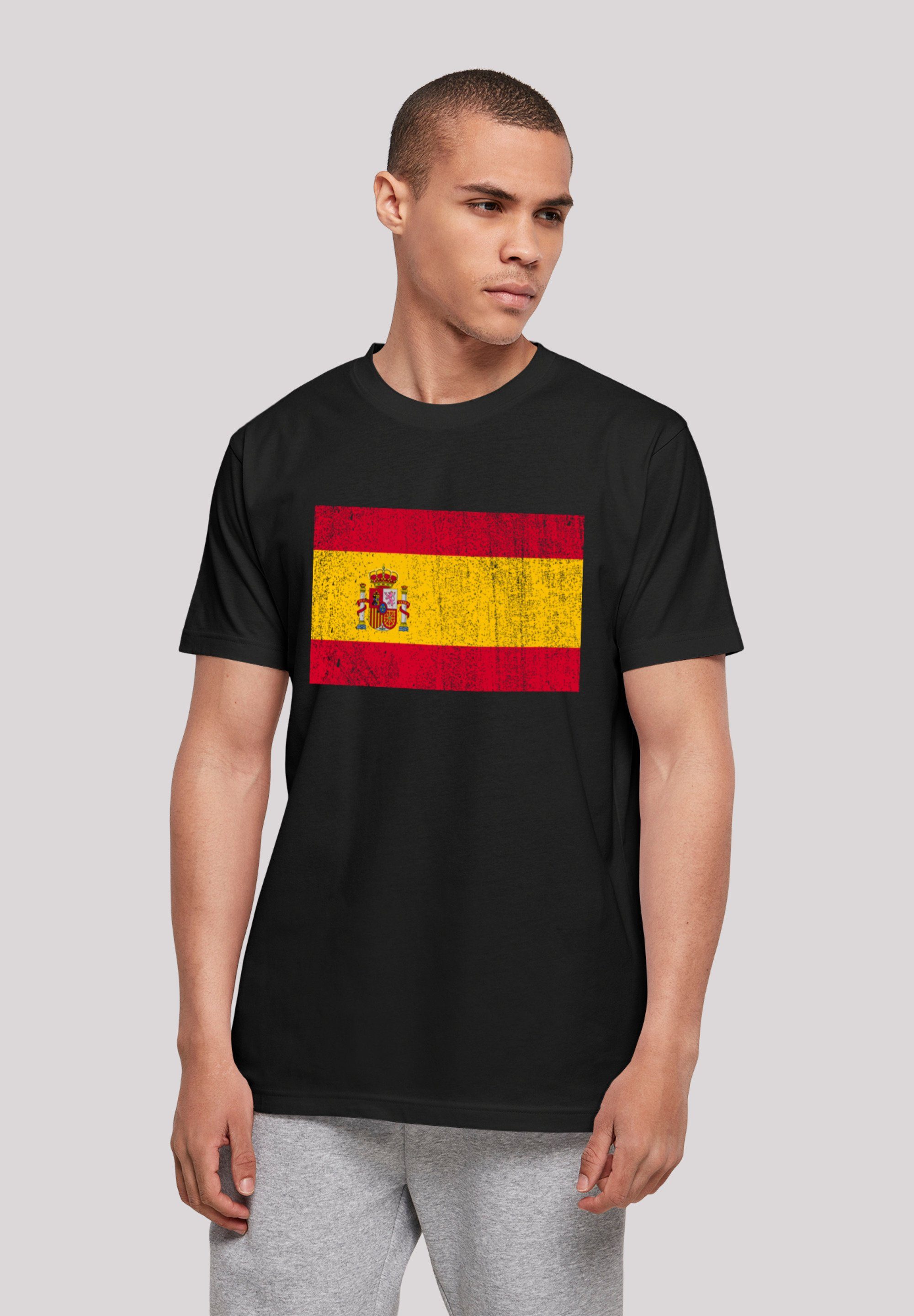 F4NT4STIC T-Shirt Spanien Flagge Spain distressed Print schwarz