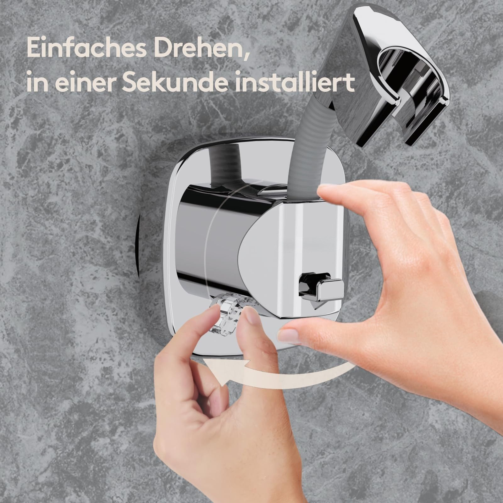 FOUORTUNATE-BEE Brausehalter 360° Drehbar Duschkopfhalterung mit Saugnapf, Sekundenschnelle Montage rutschfeste Rostfreie Duschbrause Halterung – Bild 3 von 5