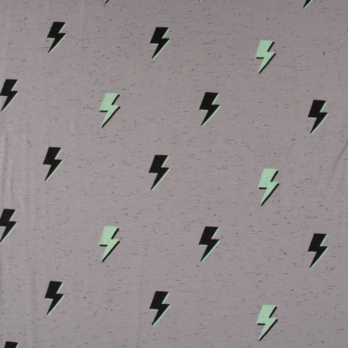 Thumbnail - SCHÖNER LEBEN. Stoff Baumwolljersey Jersey Melange THUNDER Blitz grau mint schwarz 1,5m, allergikergeeignet
