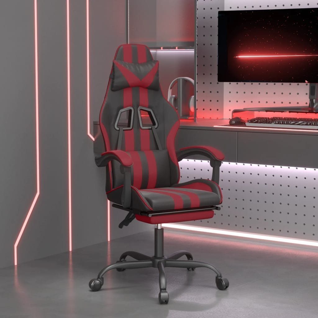 vidaXL Gaming-Stuhl Gaming-Stuhl mit Fußstütze Schwarz und Weinrot Kunstleder (1 St)