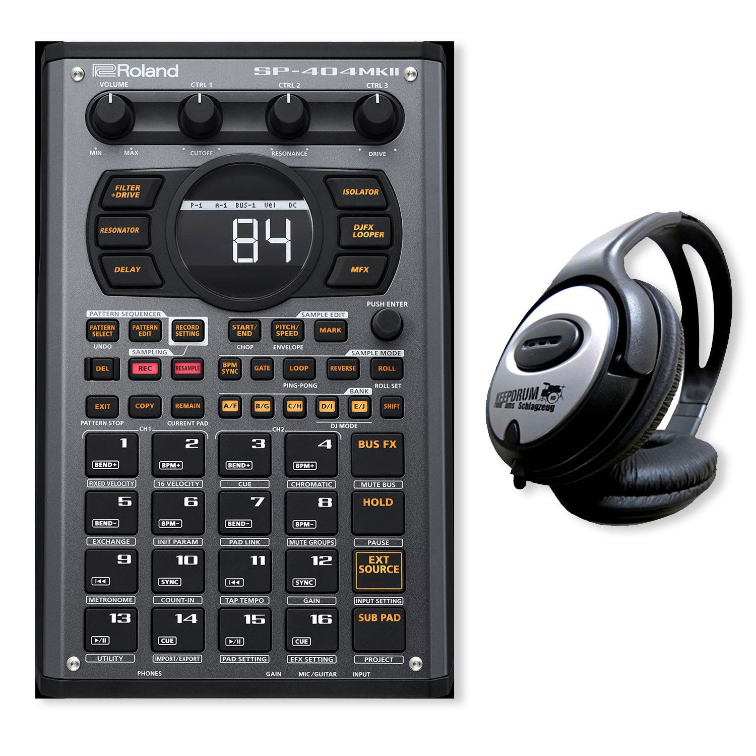 Roland Audio Roland Sampler SP-404 MKII mobiler Sequencer mit Kopfhörer Digitales Aufnahmegerät (Vorteils-Set mit Kopfhörer)