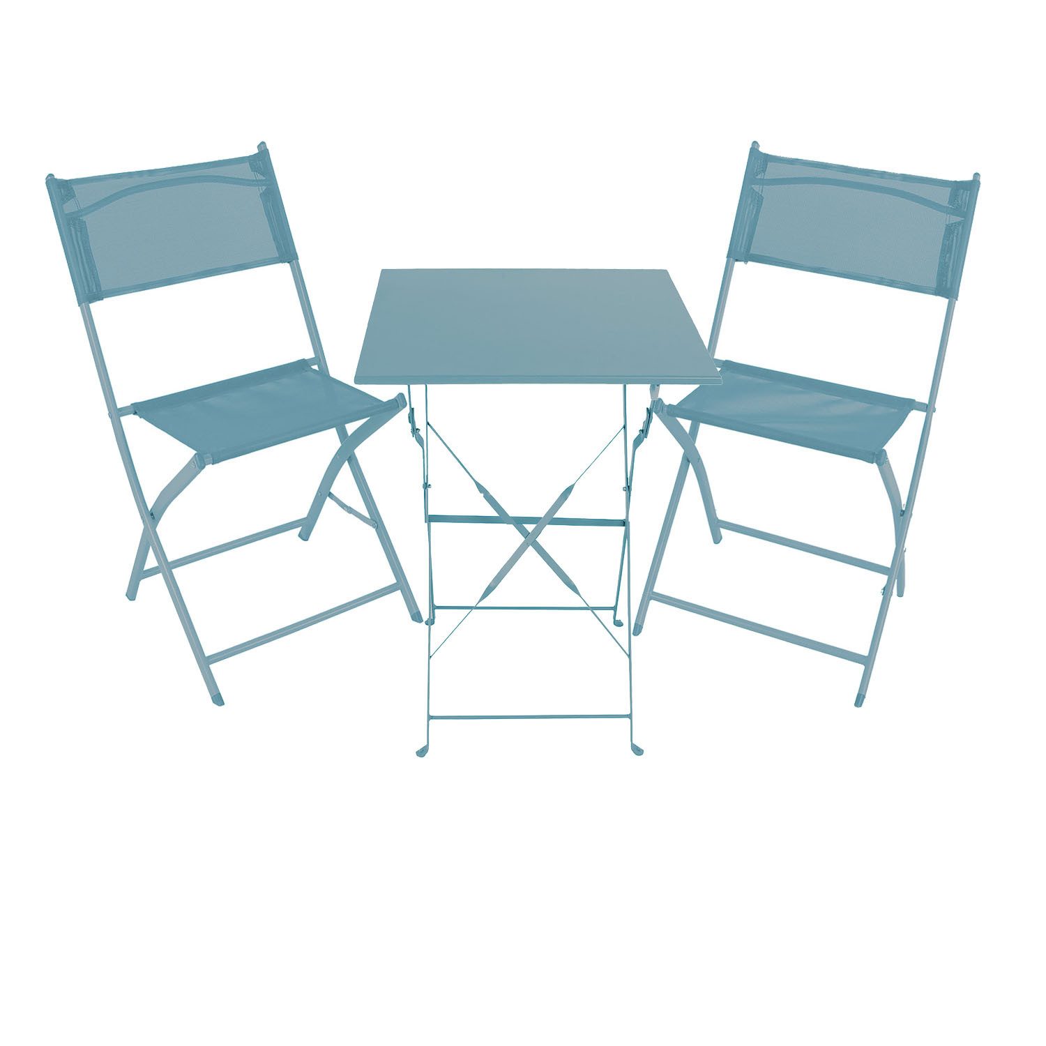 Mojawo Essgruppe 3tlg Bistroset Gartenmöbelset Outdoormöbel Balkon Türkis klappbar