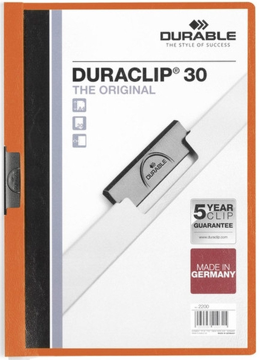 Hefter Klemmmappe Duraclip Original 30 bis 30 Blatt A4 orange (25 Stück)