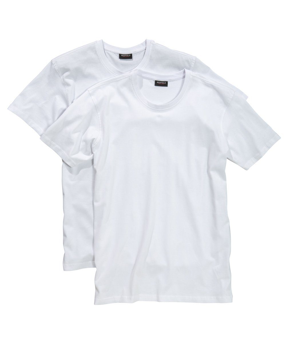Rundhalsauschnitt in T-Shirt mit Doppelpack Redfield redfield weiß im Rundhalsshirt