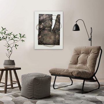 KUNSTLOFT Holzbild Zeit und Raum 60x80 cm, handgefertiges Wandbild aus Holz