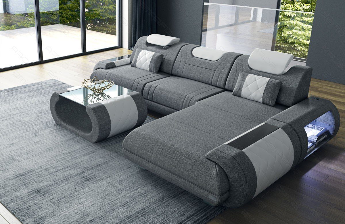 Sofa Dreams Ecksofa Stoff Polster Sofa Rimini L Form H Strukturstoff Stoffsofa, Couch wahlweise mit Bettfunktion