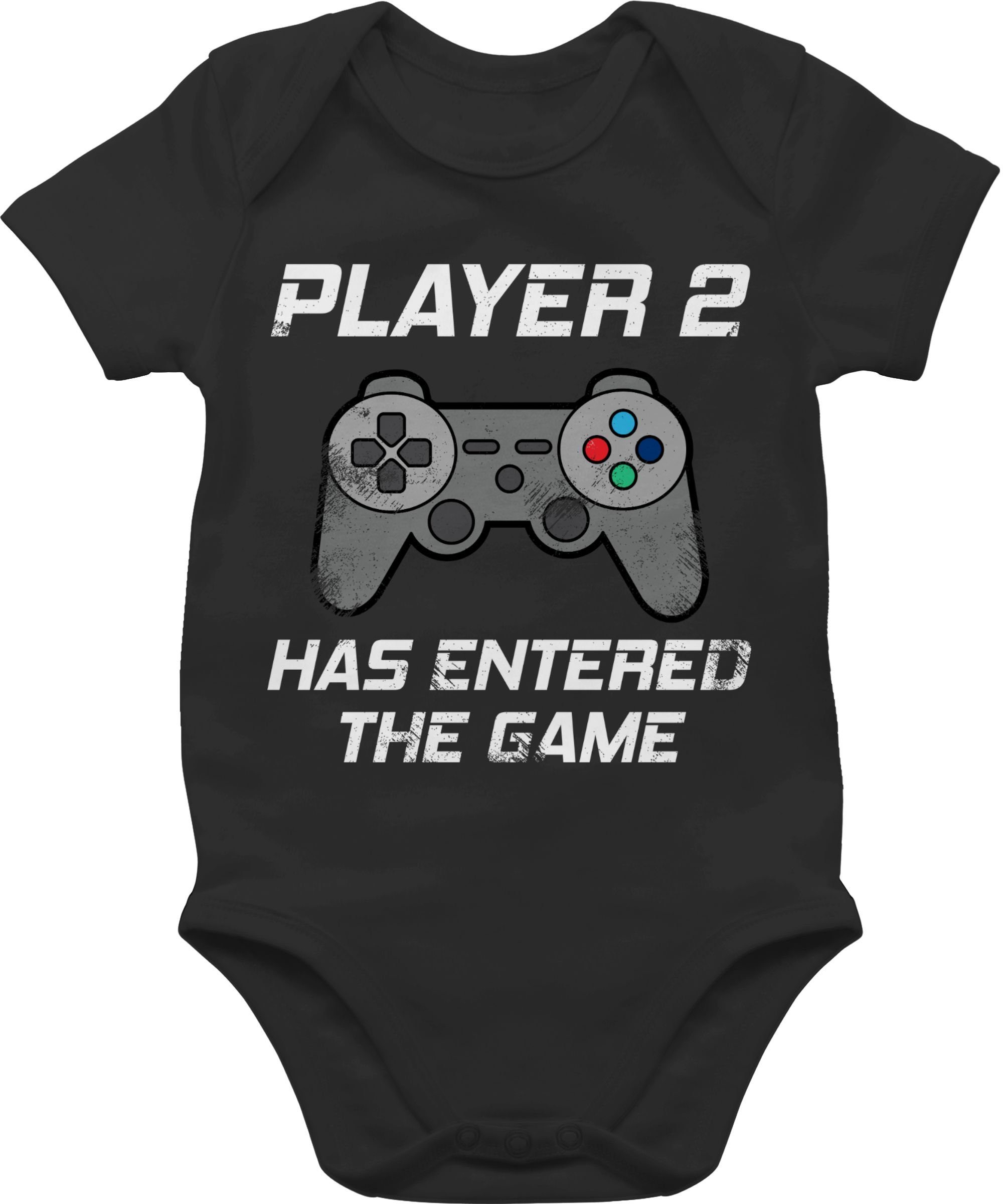 Shirtracer Shirtbody Player 2 has entered the game Controller grau Partner-Look Familie Baby 1 Schwarz