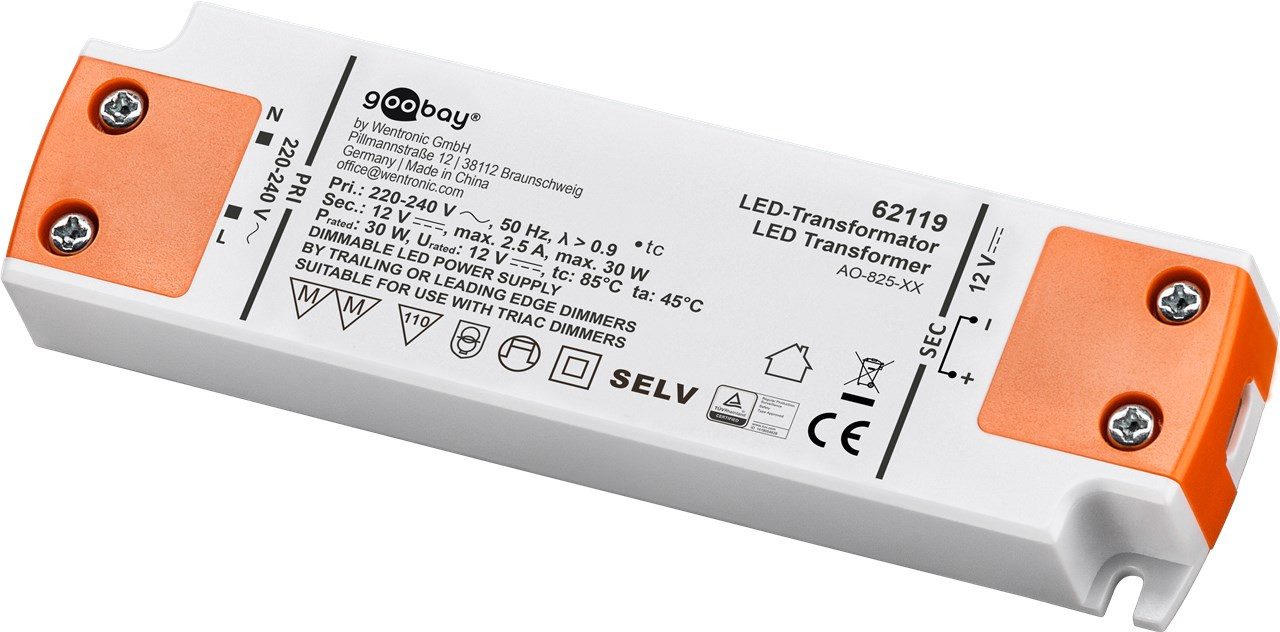 Goobay Lampenfassung LED-Trafo 12 V (DC)/30 W 30 W - dimmbar 12 V DC für LEDs bis 30 W Gesa