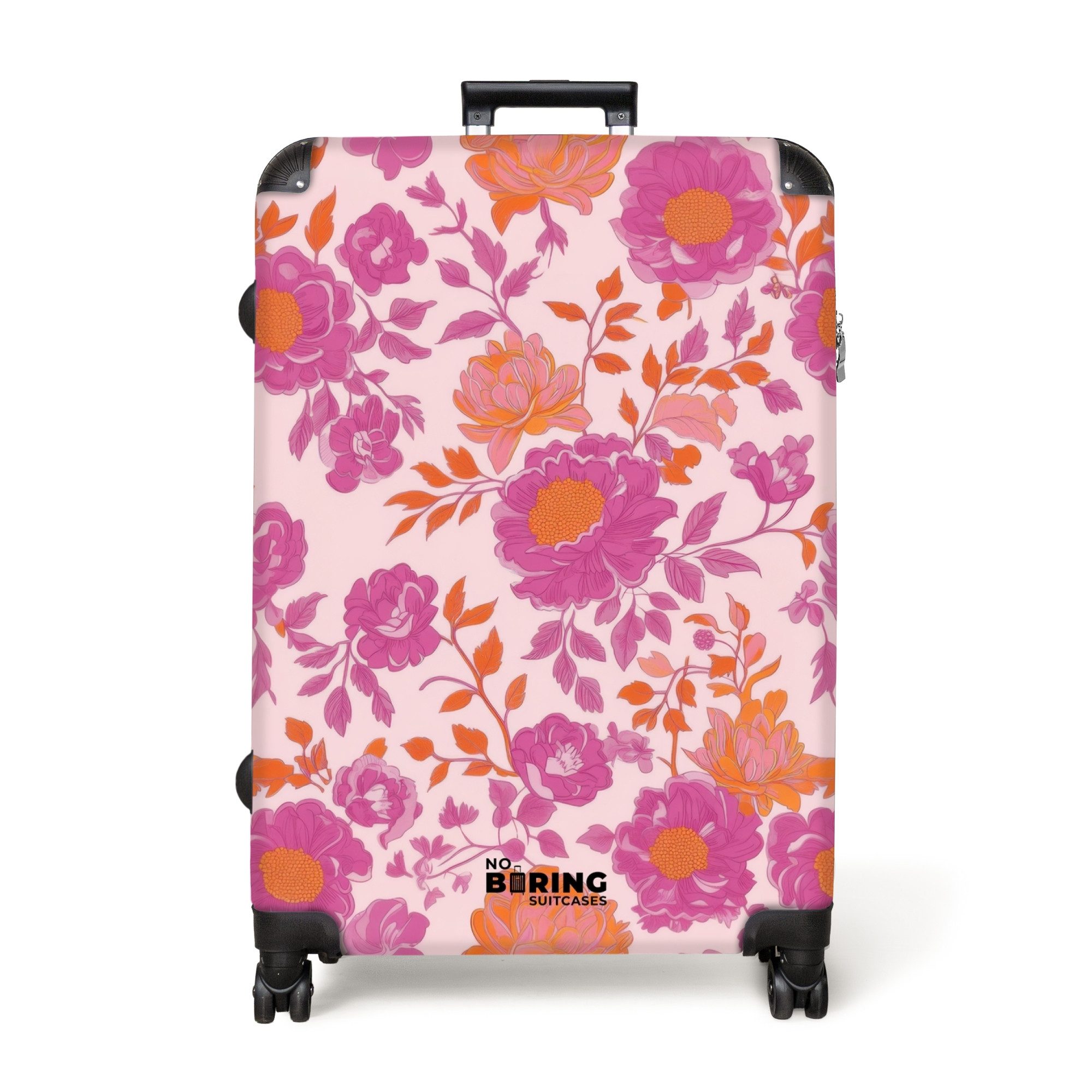 NoBoringSuitcases.com© Hartschalen-Trolley Lila Blumen mit rosa günstig online kaufen