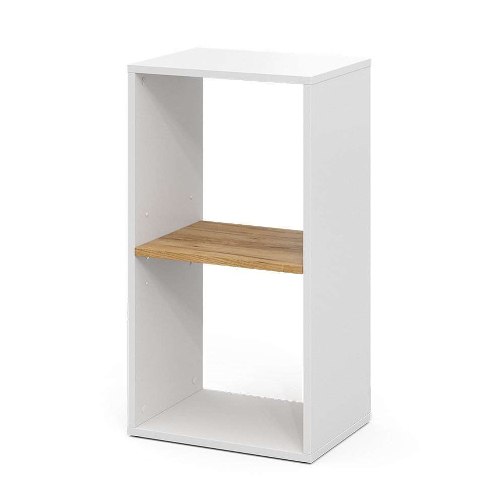 Vicco Bücherregal Tomy, Weiß/Goldkraft Eiche, 40 x 74 cm mit 2 offenen Fäch günstig online kaufen