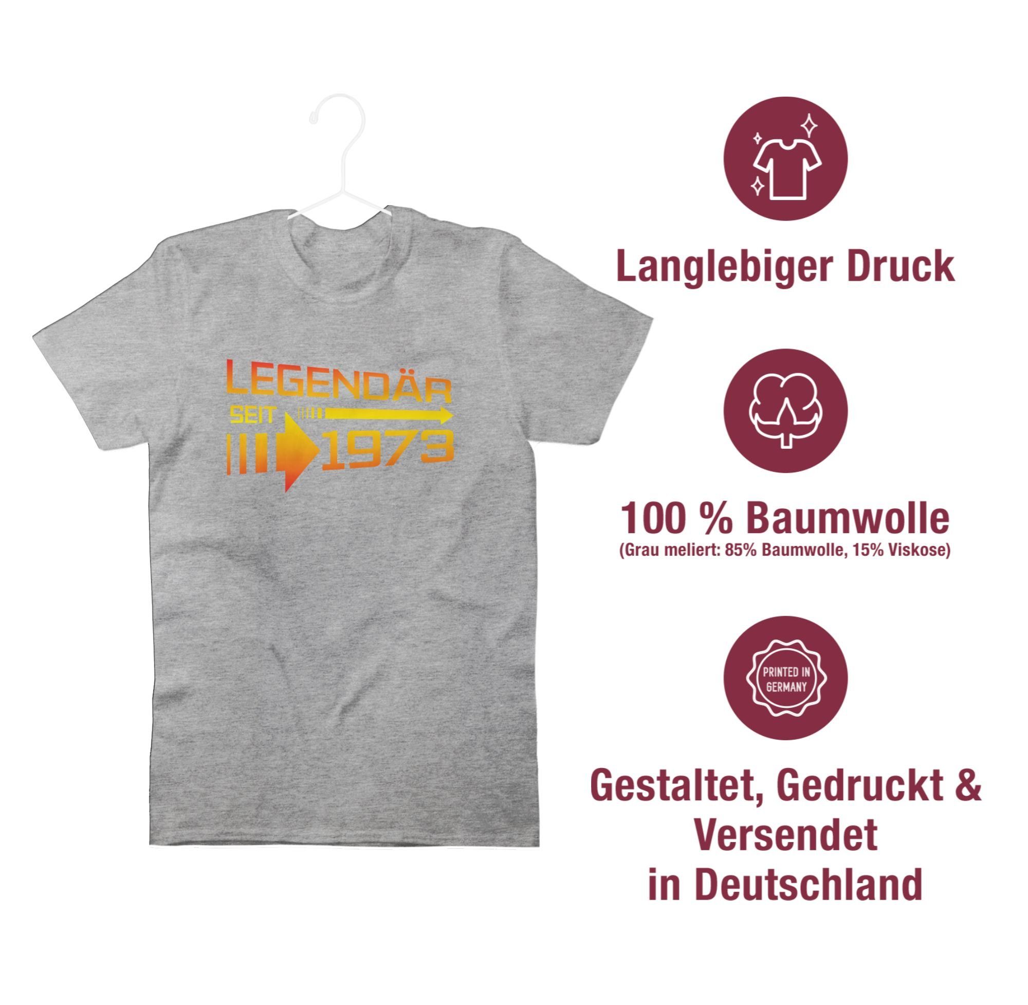 seit 1973 orange 02 meliert Legendär T-Shirt Geburtstag Shirtracer Grau 50. gelb /