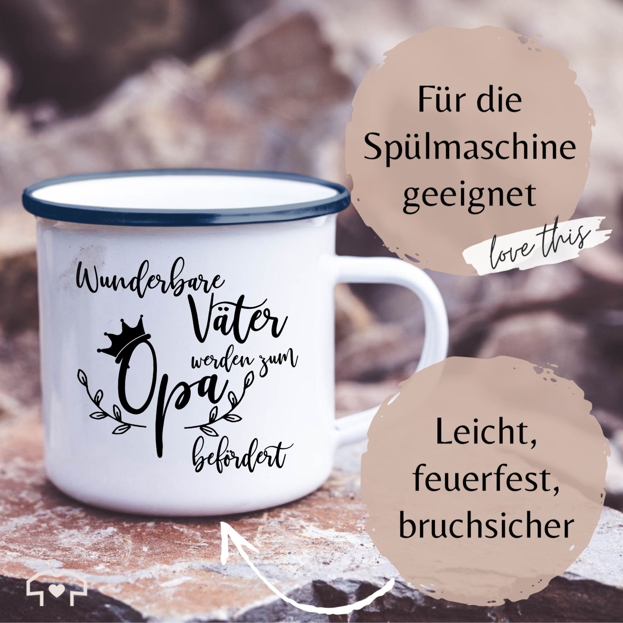 Väter werden Shirtracer Wunderbare Opa Großvater 3 besten I Tasse Opa Blau befördert Papa Weiß Stahlblech, zum Die Großartige,