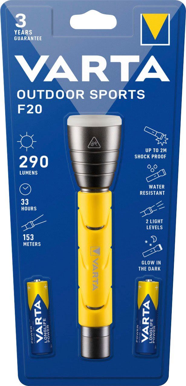 VARTA Taschenlampe Outdoor Sports F20 Taschenlampe inkl. 2x LONGLIFE Power günstig online kaufen