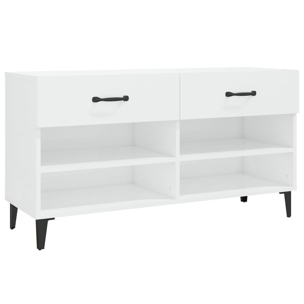 vidaXL Schuhschrank NA Schuhschrank Hochglanz-Weiß 102x35x55 cm Spanplatte