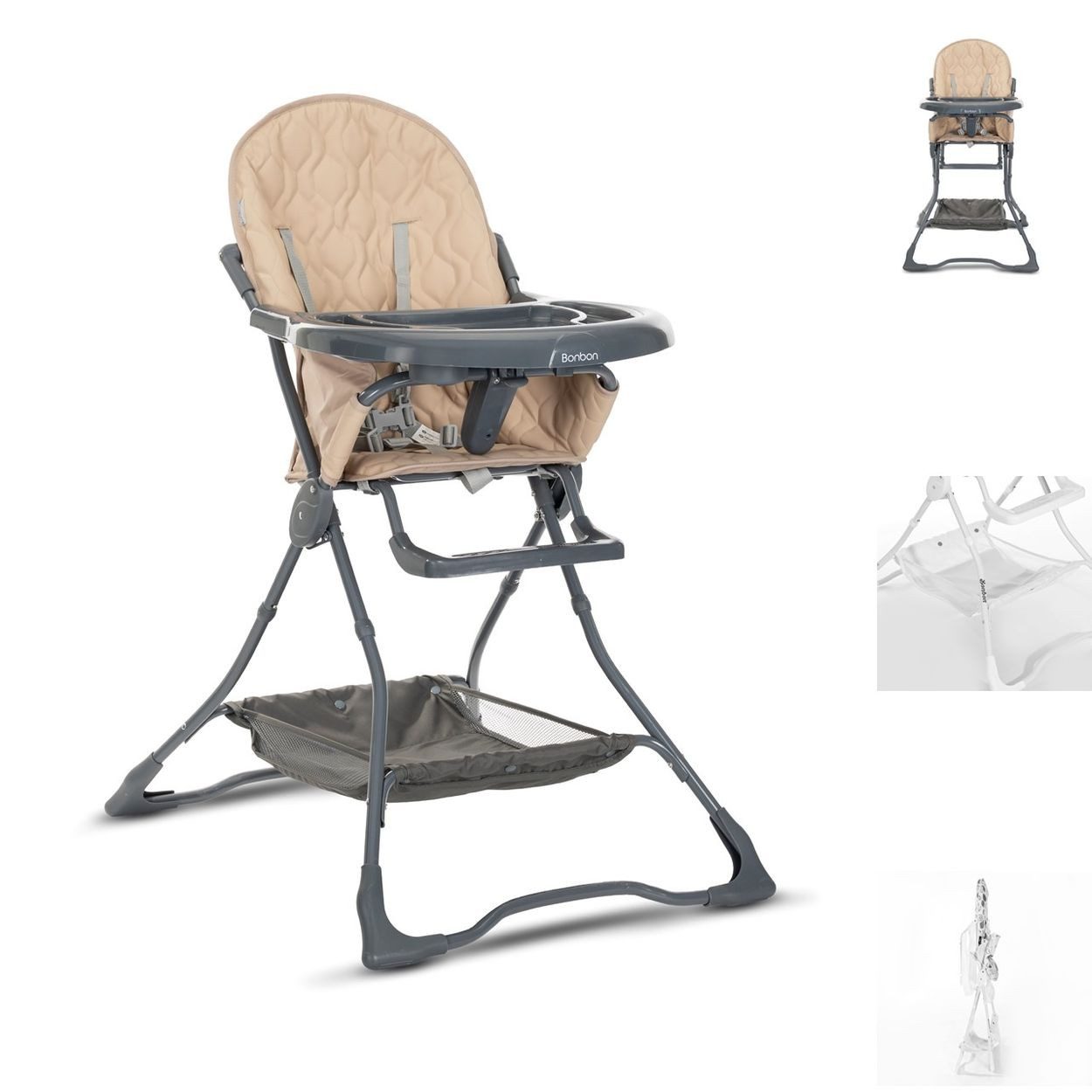 Lorelli Kombihochstuhl Kinderhochstuhl Bonbon, Bechervertiefung, klappbar, doppelter Tisch, Korb