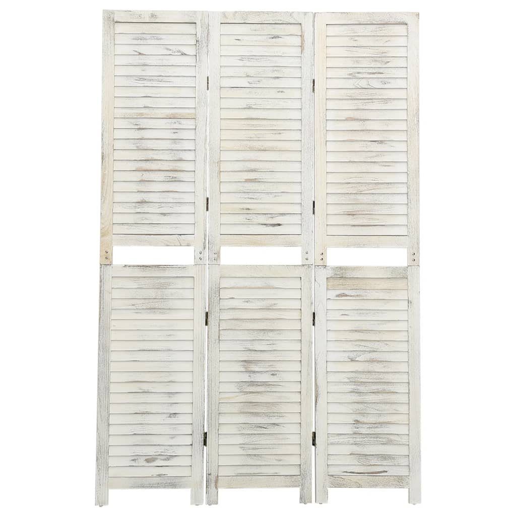 furnicato Raumteiler 3-tlg. Antik-Weiß 105x165 cm Holz