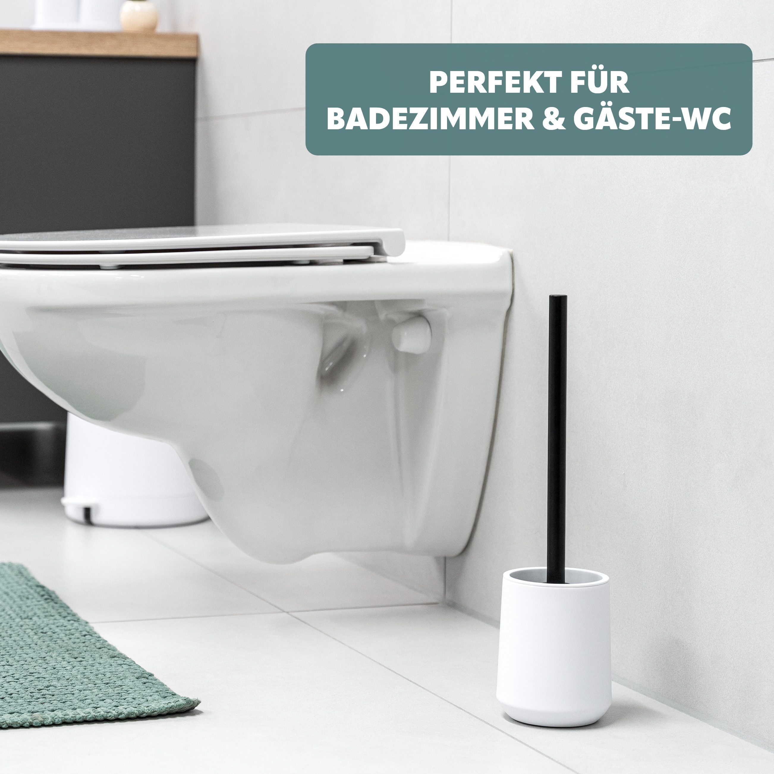 eluno WC-Garnitur WC-Bürste inkl. 1x Ersatzbürstenkopf, Kunststoff, (1-tlg) – Bild 4 von 5